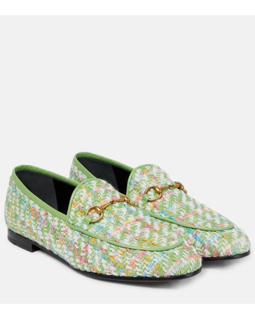 Gucci Green Jordaan Tweed Loafers