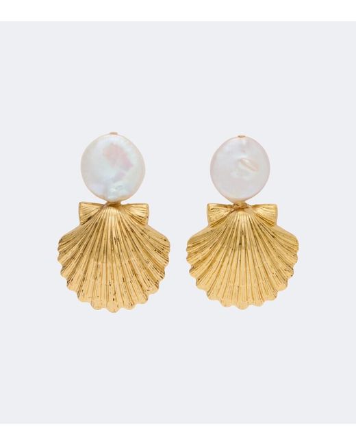 Jennifer Behr Metallic Laguna Faux Pearl Drop Earrings