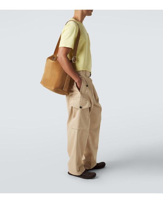 Loewe Brown Loop Large Suede Shoulder Bag for men