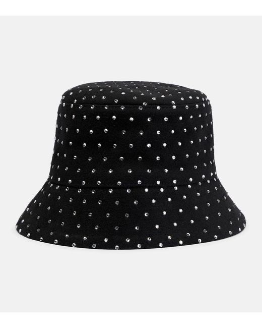 Ruslan Baginskiy Black Embellished Wool Bucket Hat