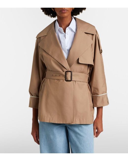 Max Mara Natural Clara Cotton-Blend Gabardine Trench Coat