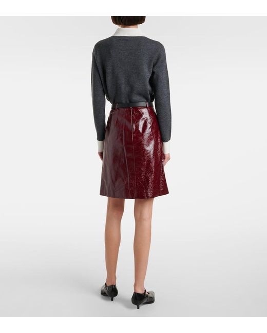 Self-Portrait Purple Belted Patent Leather Miniskirt