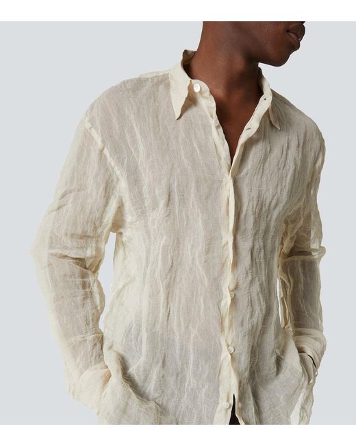 Camisa De Lame De Mezcla De Algodon Y Seda Dries Van Noten de hombre de color White