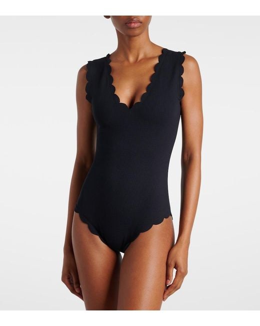 Marysia Swim Blue Charleston Scalloped Reversible Swimsuit