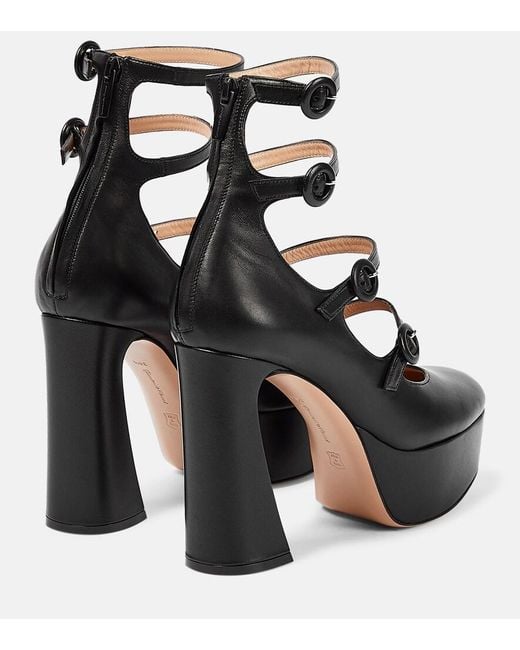 Gianvito Rossi Black Mary Jane Leather Platform Pumps