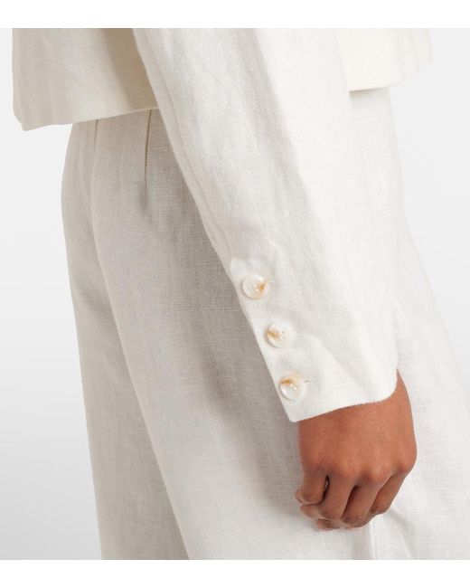 Posse White Emma Cropped Linen Jacket