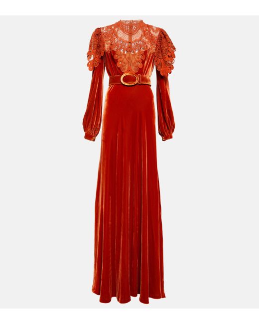 Costarellos Red Velvet Gown