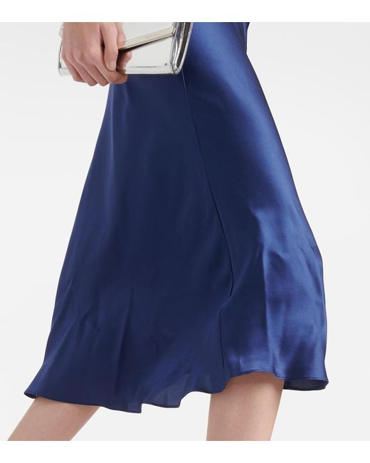 Rodarte Blue Floral-Applique Silk Midi Dress