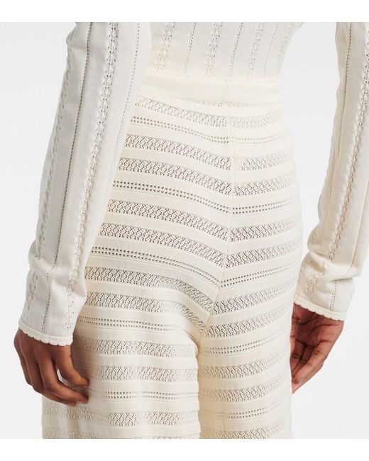 Faithfull The Brand Natural Tanya Pointelle Cotton-Blend Wide-Leg Pants