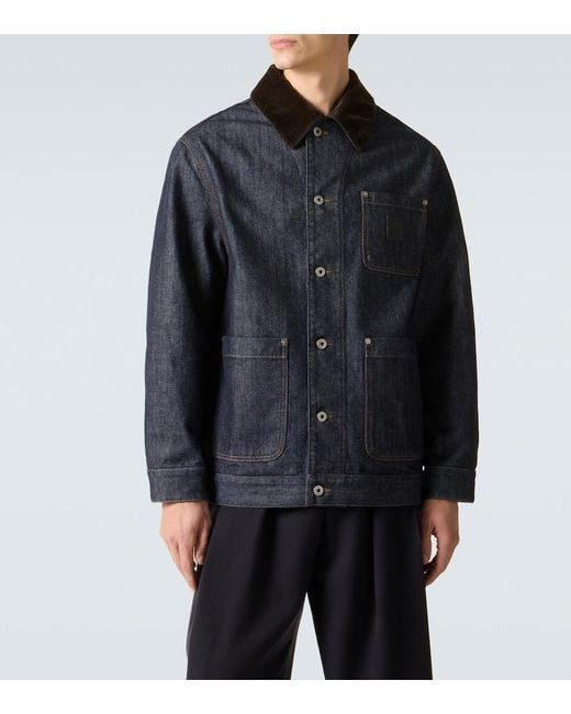 Loewe Blue Denim Jacket With Logo Patch for men