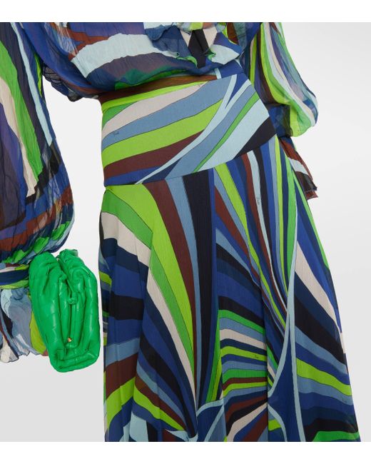 Jupe longue imprimee en soie Emilio Pucci en coloris Green