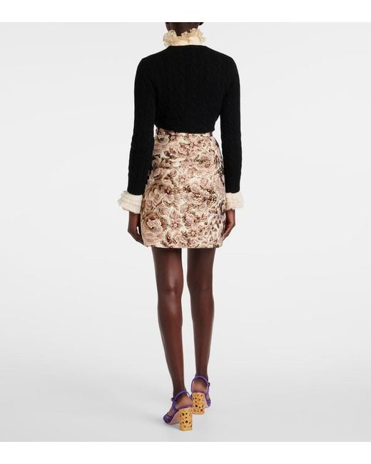 Valentino Natural Apres L'Hiver Matelasse Floral Miniskirt