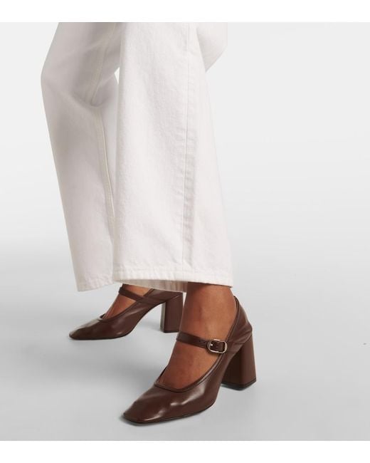 Le Monde Beryl Brown 80 Leather Mary Jane Pumps