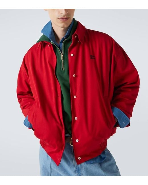 Chaqueta De Popelin De Algodon Miu Miu de hombre de color Red