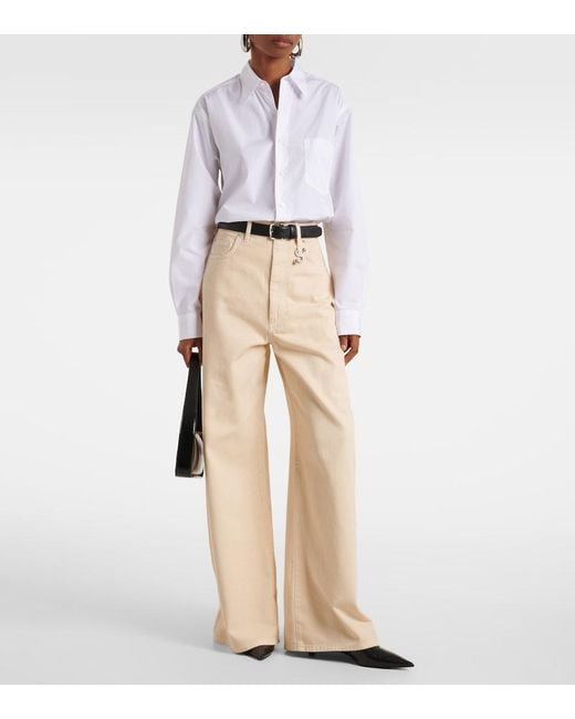 Sportmax Natural Siamese High-Rise Wide-Leg Jeans
