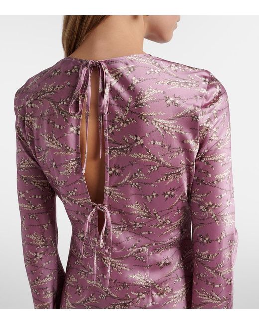 Veronica Beard Pink Gemma Floral Silk-Blend Satin Midi Dress