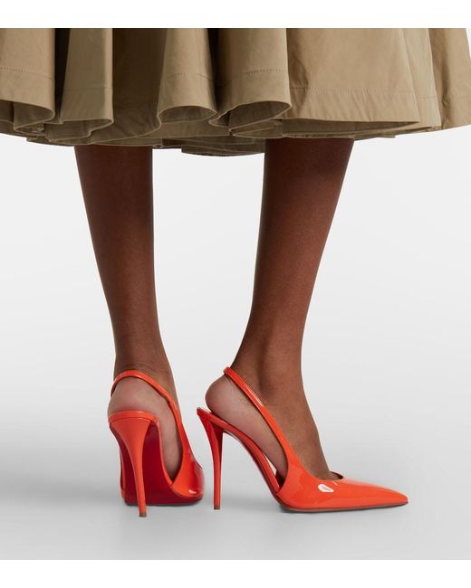 Christian Louboutin Red Miss Z 100 Patent Leather Slingback Pumps