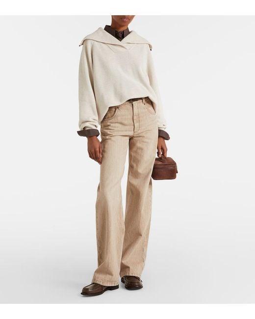 Brunello Cucinelli White Monili Cotton Sweater