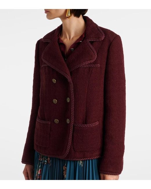 Etro Purple Double-Breasted Wool And Mohair Jacket