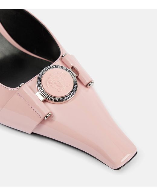 Versace Pink Medusa Patent Leather Mules
