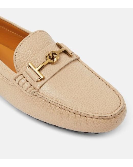 Tod's Natural Double T Leather Loafers