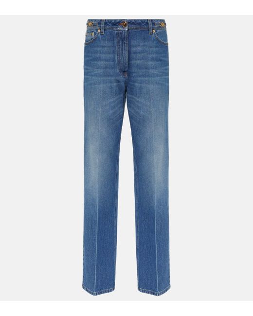 Versace Blue High-rise Straight Jeans