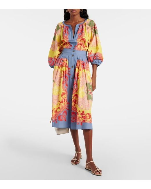 Etro Yellow Popeline-Bluse Mit Blumen-Print