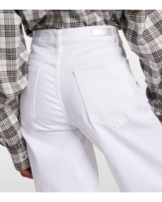 Jeans a gamba larga New Baggy Wide a vita alta di AG Jeans in White