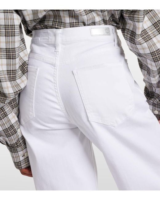 AG Jeans White New Baggy Wide High-Rise Wide-Leg Jeans