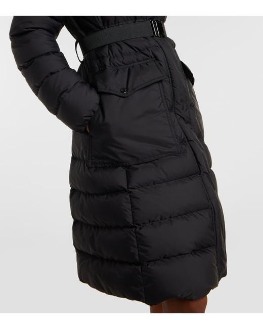 Moncler Black Hooded Shearling-Trimmed Down Jacket