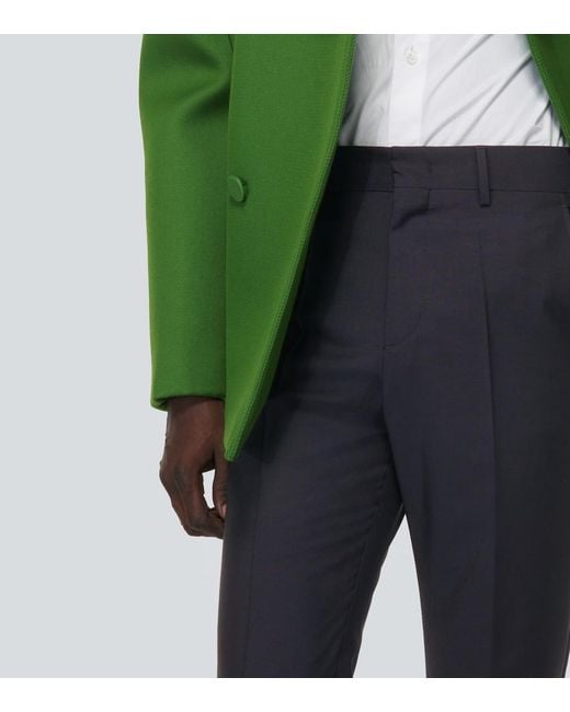 Valentino Blue Wool And Mohair Straight Pants for men