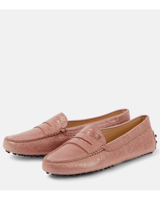Tod's Pink Gommino Leather Mocassins
