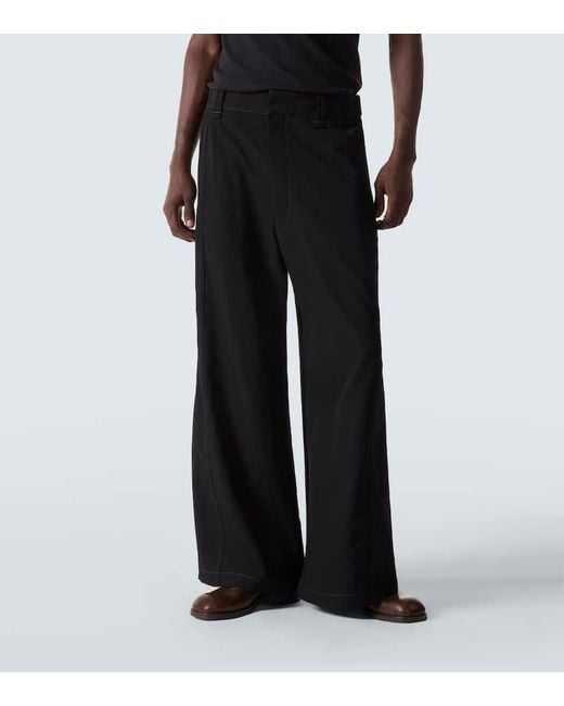 Lemaire Weite Mid-Rise-Hose Aus Woll-Twill in Black für Herren