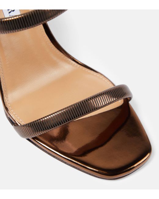 Aquazzura Brown Riviera 95 Faux Leather Wedge Sandals