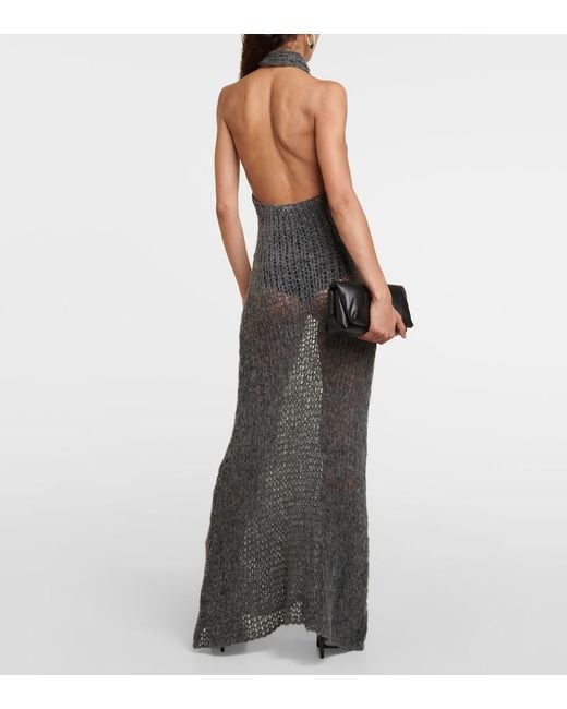 Ann Demeulemeester Gray Halterneck Alpaca-Blend Maxi Dress