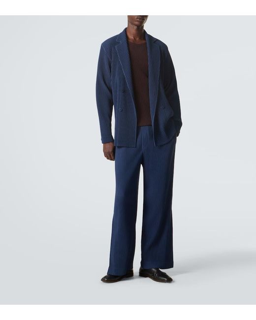 Homme Plissé Issey Miyake Blue Tailored Pleats 1 Double-Breasted Blazer for men