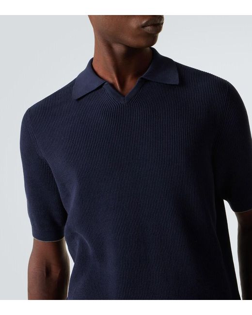 Brunello Cucinelli Blue Cotton Polo Shirt for men