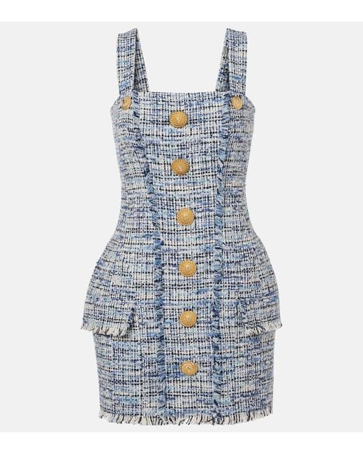 Balmain Blue Minikleid Aus Tweed