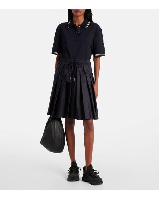 Moncler Blue Technical Cotton Polo Dress