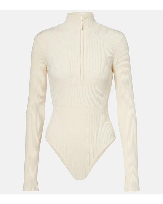 CORDOVA White Butte Ribbed-Knit Wool-Blend Bodysuit