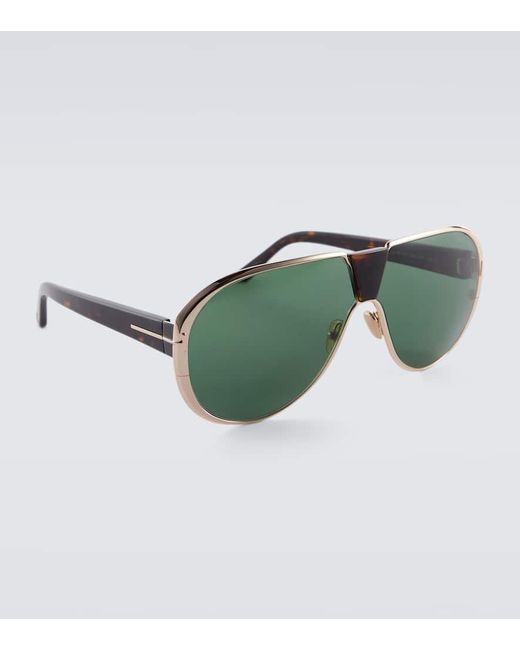 Gafas de sol de aviador Vincenzo Tom Ford de hombre de color Green