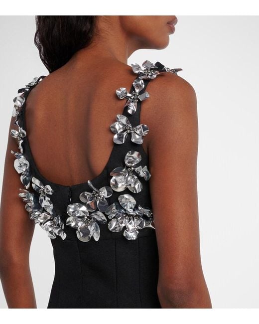 Emilia Wickstead Black Einna Embellished Crepe Minidress