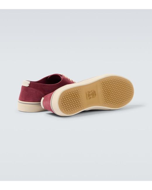Brunello Cucinelli Red Suede Sneakers for men