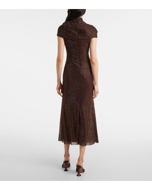 self portrait dress brown Brown Cotton Belted Midi Dress – self-portrait-US