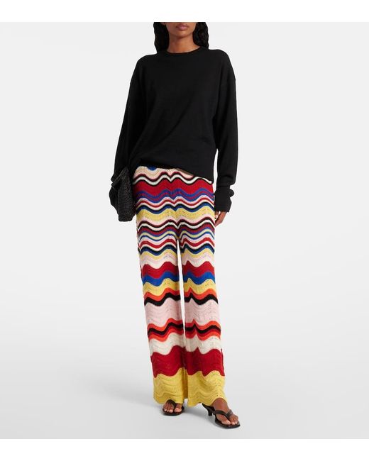 Pantalones Anchos De Croche De Algodon LaDoubleJ de color Red