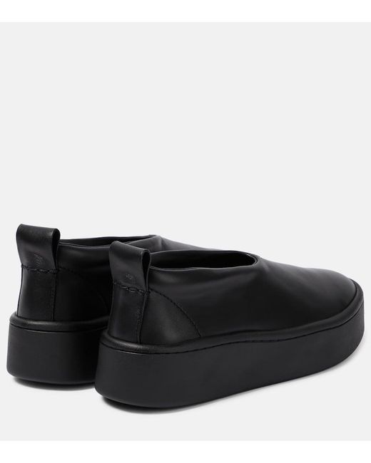 Jil Sander Black Leather Slip-On Sneakers