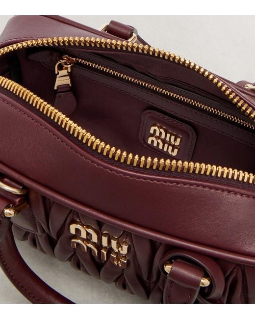 Miu Miu Red Arcadie Matelasse Leather Tote Bag