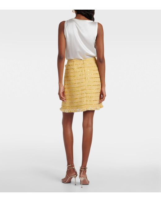 Giambattista Valli Yellow Fringed Boucle Miniskirt