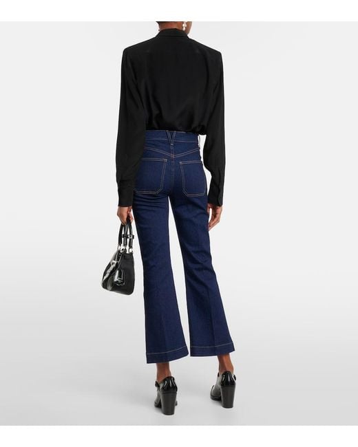 Veronica Beard Blue Carson Cropped Flared Jeans