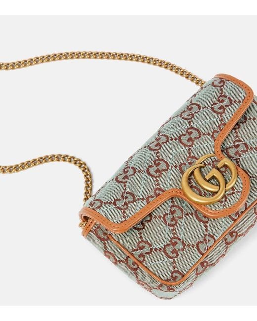 Gucci Metallic GG Marmont Super Mini Canvas Shoulder Bag